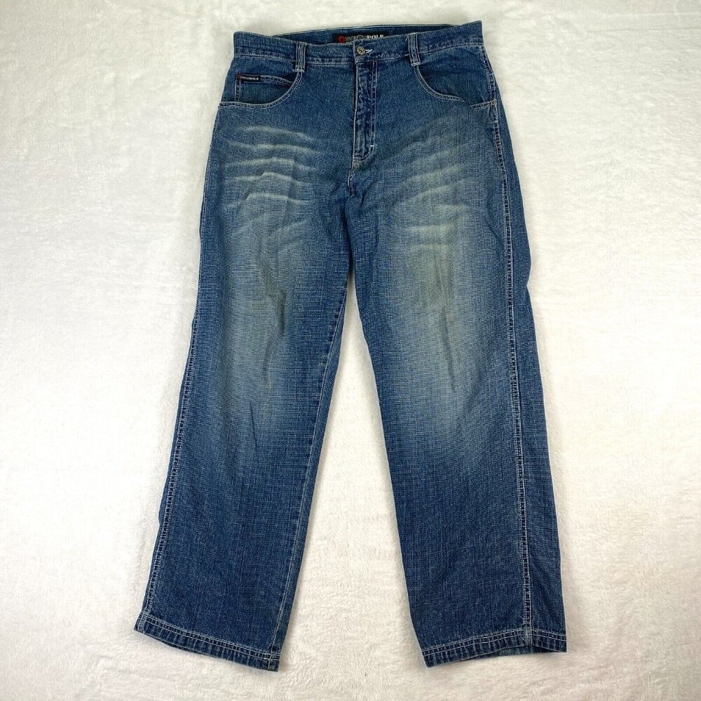 Vintage Southpole Jeans Men 34X32 Blue Straight Denim Baggy Skater Hip Hop Y2K
